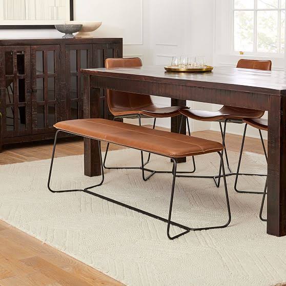 Sierra Leather Gray Dining Bench L5409