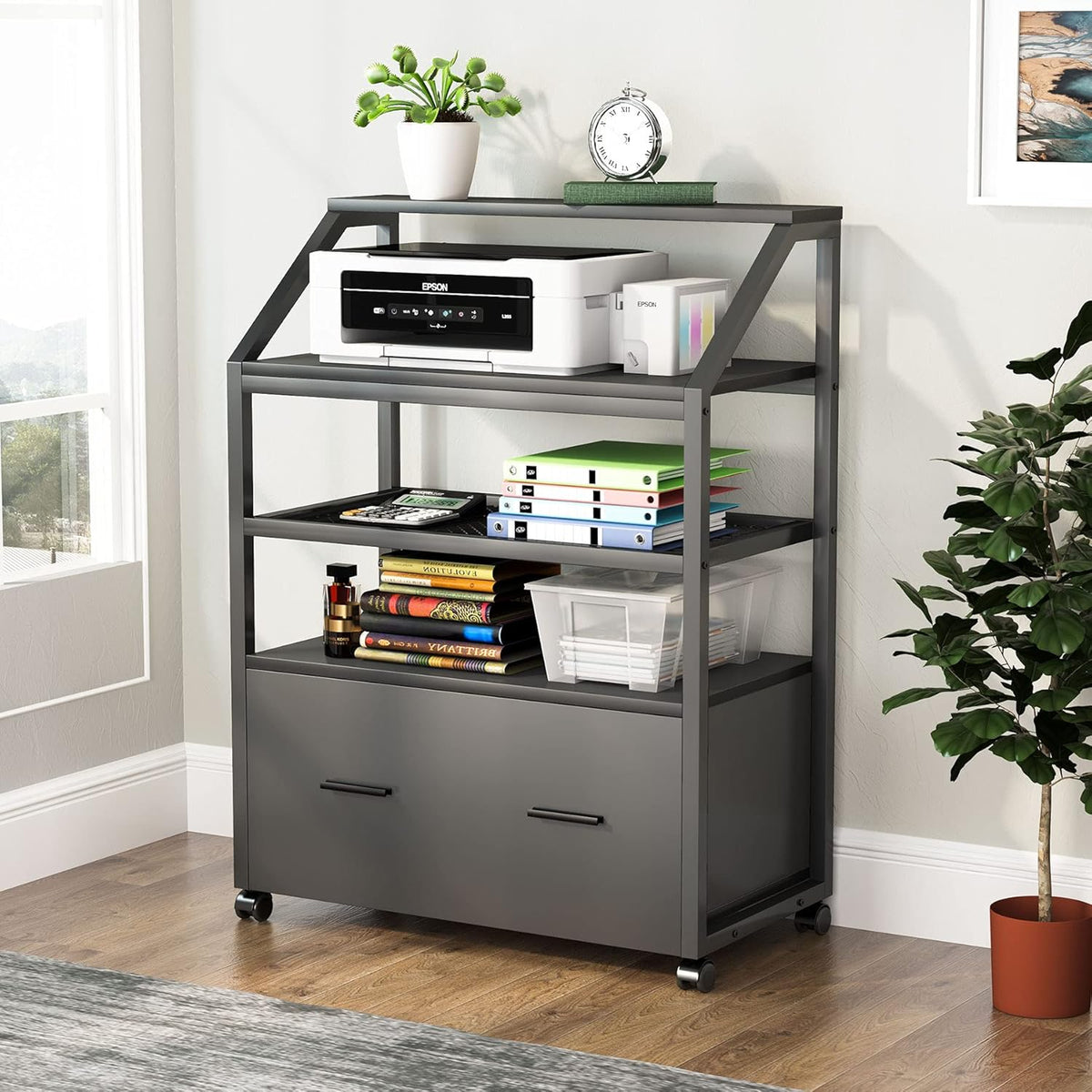 Lateral File Cabinet with Storage Shelves T195