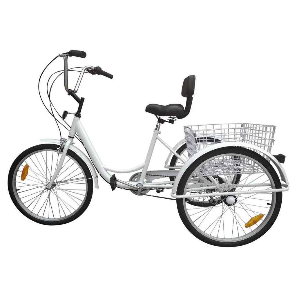 White 24" 3-Wheel Adult Tricycle Bike with Basket H122764