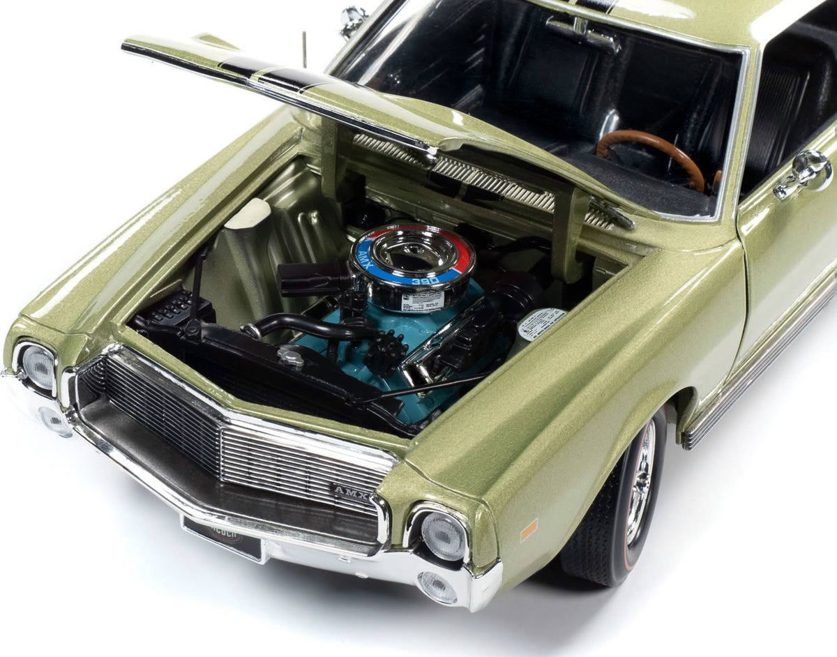 1968 AMC AMX Hardtop Light Green Metallic with Black Stripes Muscle Car W2097
