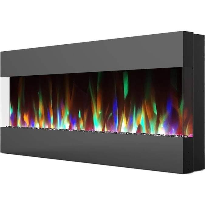 White Recessed Wall Mounted Electric Fireplace with Crystal and LED Display I79597