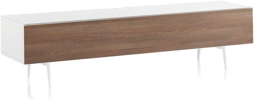 White Wood and Glass TV Stand with Metal Legs P62147