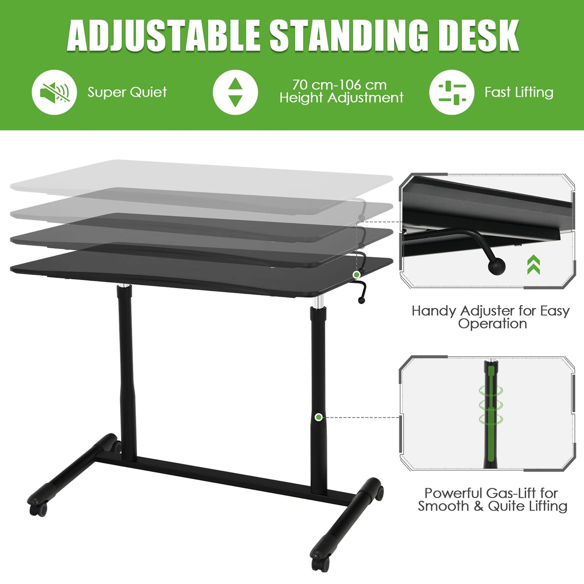 Black Height Adjustable Standing Desk M75508