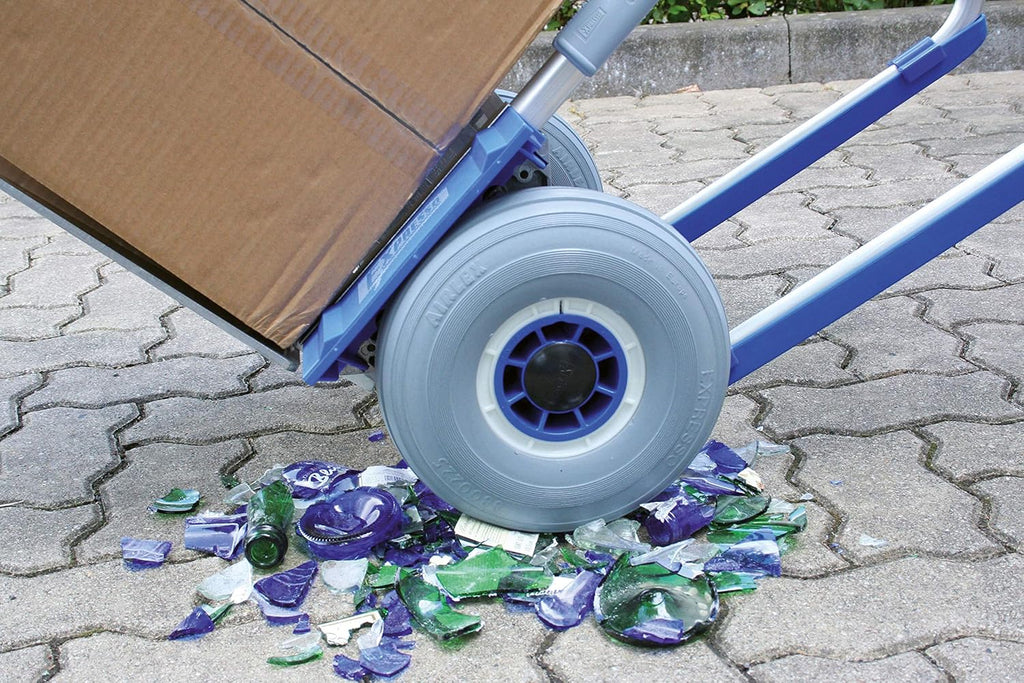 Blue Aluminum Hand Truck with Folding Shovel, 570 Lbs. Capacity, Solid Rubber Tires M5028