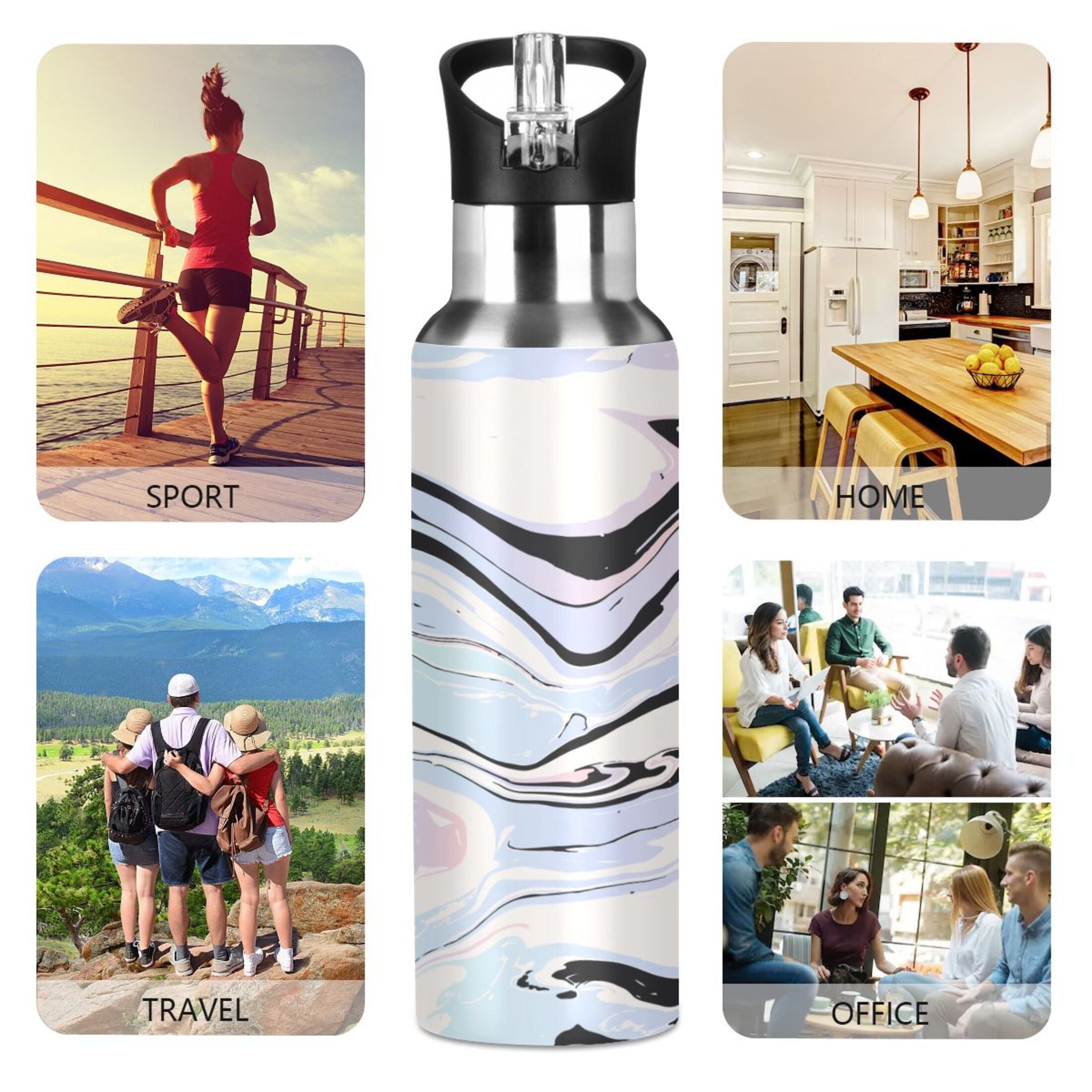Stainless Steel Vacuum Insulated Water Bottle with Straw Lid 20 OZ S4649