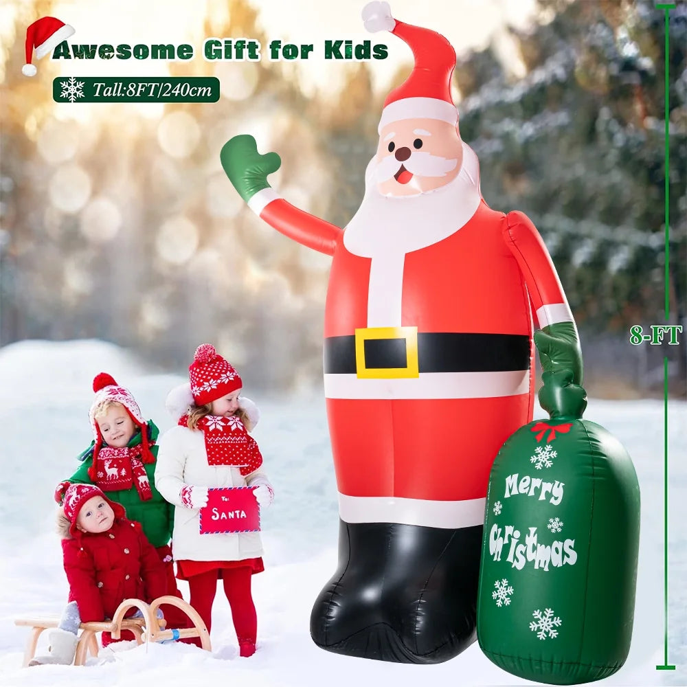 8Ft Christmas Inflatables Santa Claus Outdoor Decorations LED Lights L610541