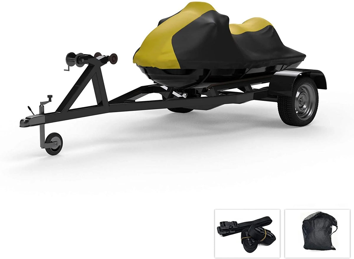 Yellow/Black Jet Ski Cover with Trailer Straps and Storage Bag E87556