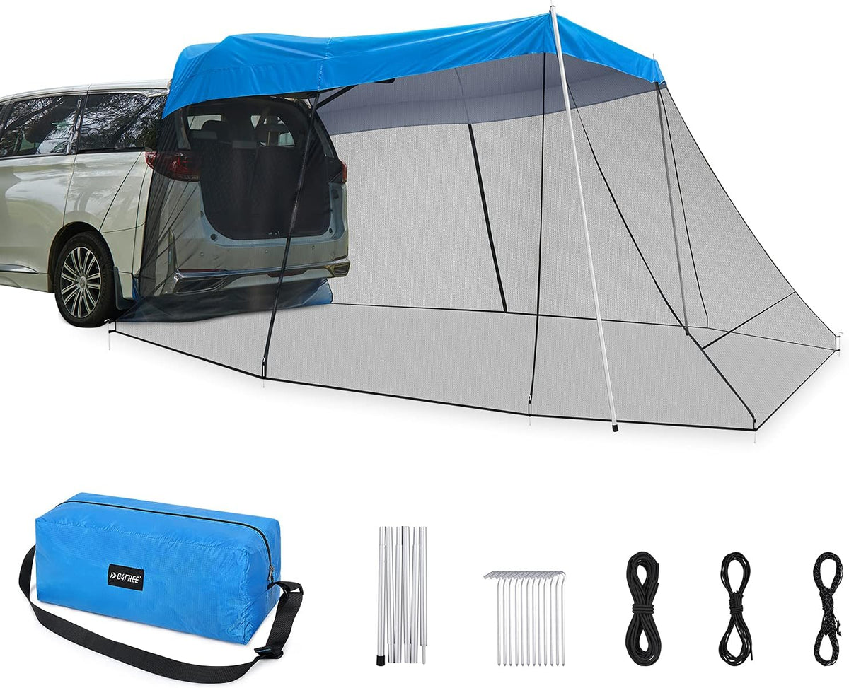 Car Awning Sun Shelter with Mosquito Net, Portable SUV Tent Tailgate Shade Canopy (Army Green) V291735