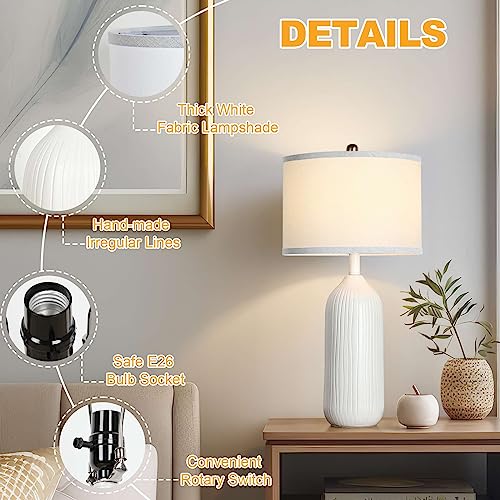 White Ceramic Table Lamp with 3-Color Temperatures F4098