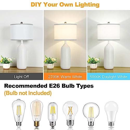 White Ceramic Table Lamp with 3-Color Temperatures F4098