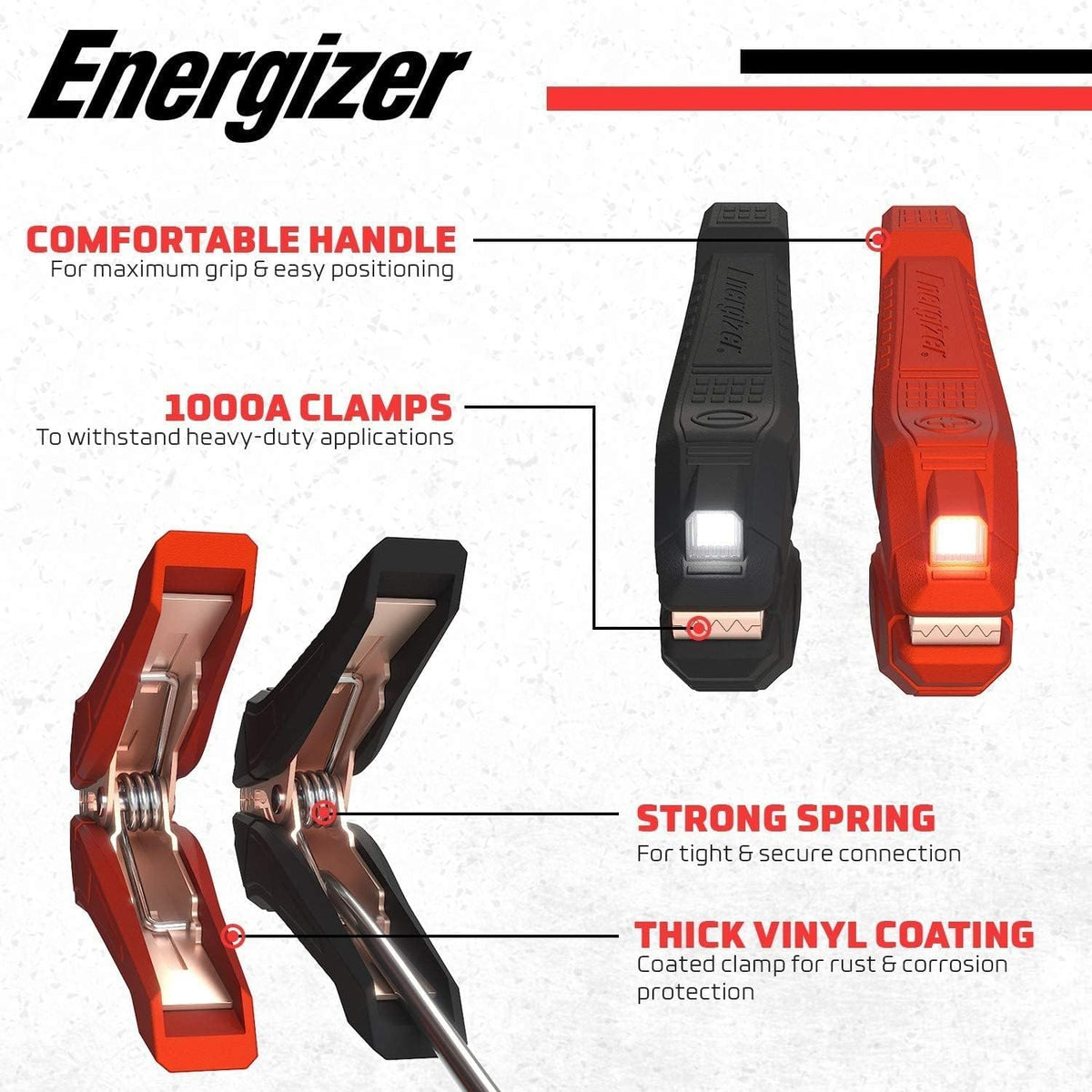 25-Feet 2-Gauge Heavy Duty Jumper Cables with LED Lights, Pack of 2 D33671