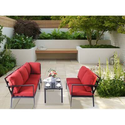 4 Piece Sofa Seating Group with Cushions Burgundy S75157