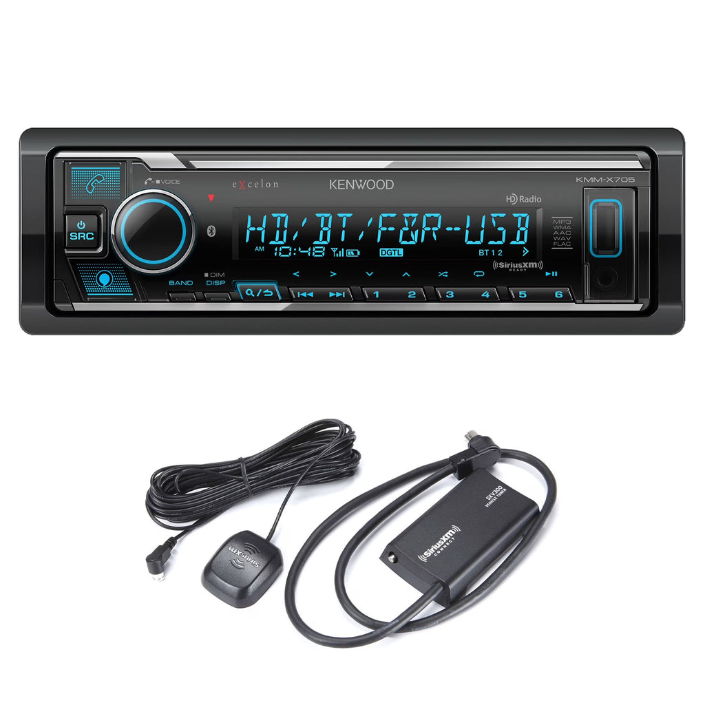 Bluetooth Single DIN Media Receiver with Sirius XM Connect Vehicle Tuner Kit O387