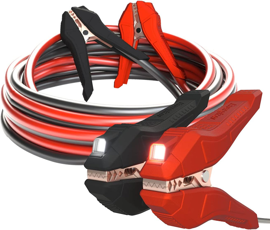 25-Feet 2-Gauge Heavy Duty Jumper Cables with LED Lights, Pack of 2 D33671