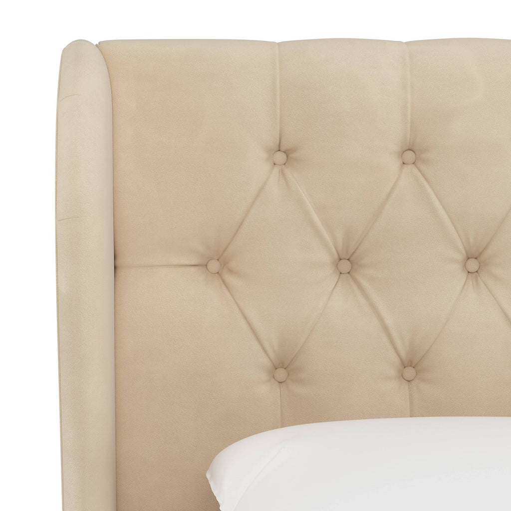 Tufted Wingback Headboard Velvet Pearl U263224