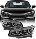 Black Sequential Side Signal Projector Headlights Pair T4580