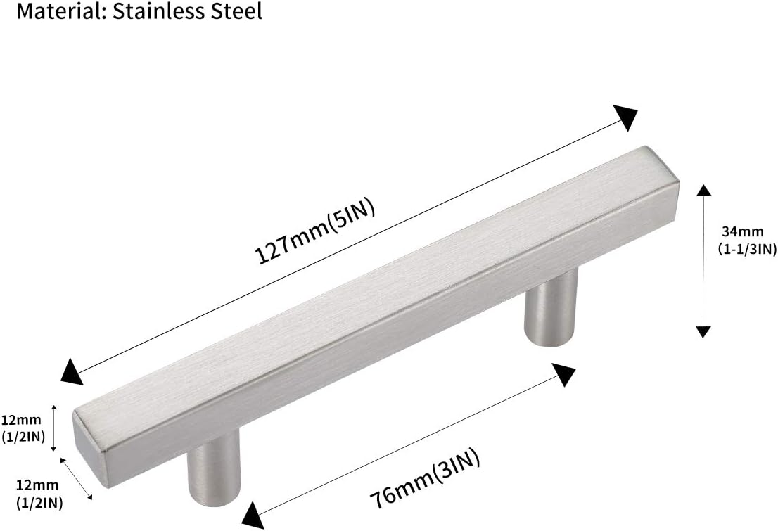 50 Pack Square Cabinet Handle 8.75 Length Satin Nickel K6912