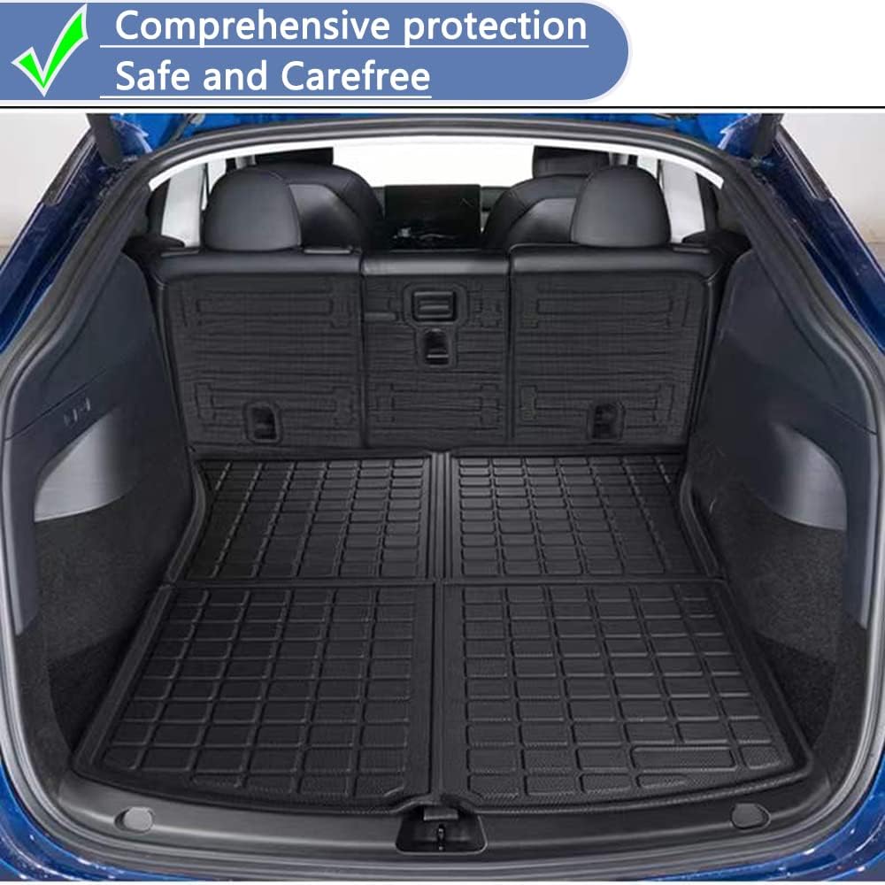 Black TPO Rear Cargo Liners Trunk Tray Mats for Tesla Model Y, Pack of 2 G7263