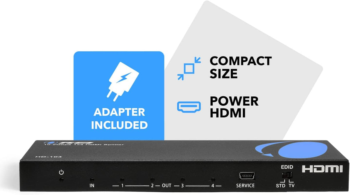 4K 1x4 HDMI Splitter Powered Ver 1.4 Full HD 1080P 3D Support Black E855715