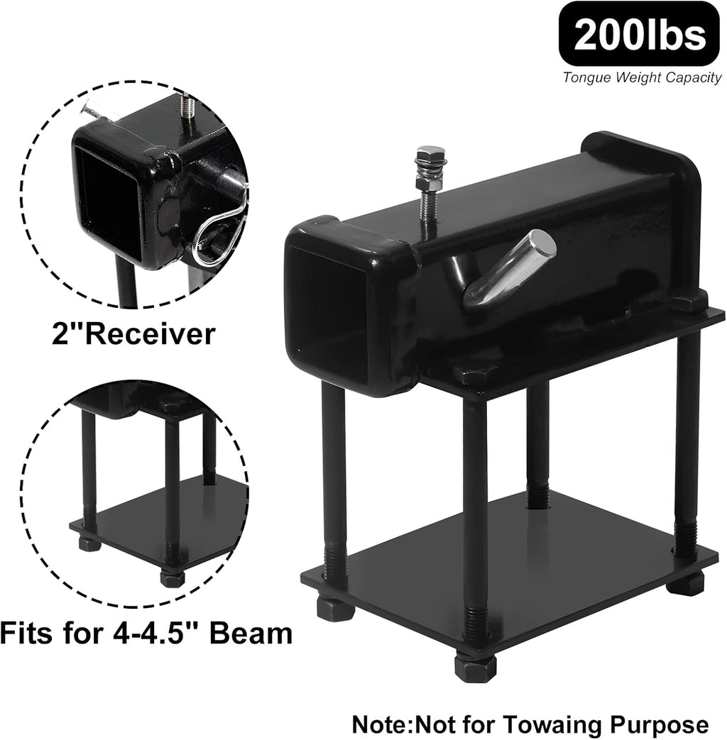 Bolt-on Bike Rack Carrier Hitch Receiver Adapter with Hitch Pin & Hitch Cover for 4-4.5 Beam, 2 Receiver Opening E805