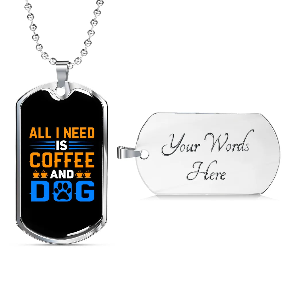 Stainless Steel or 18k Gold Dog Tag Necklace with 24" Chain O3950