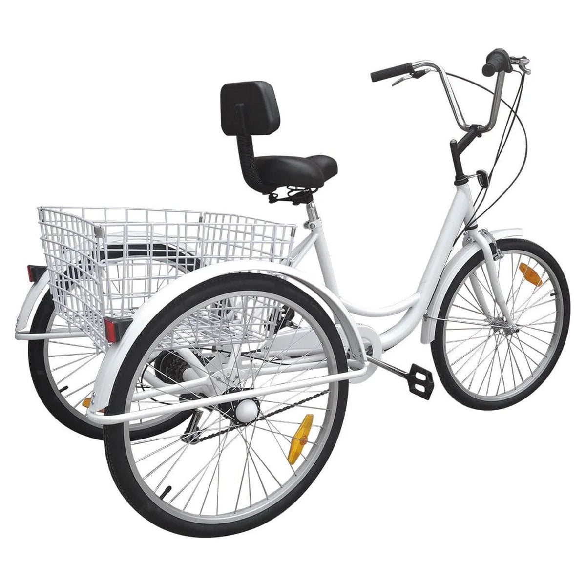 White 24" 3-Wheel Adult Tricycle Bike with Basket H122764