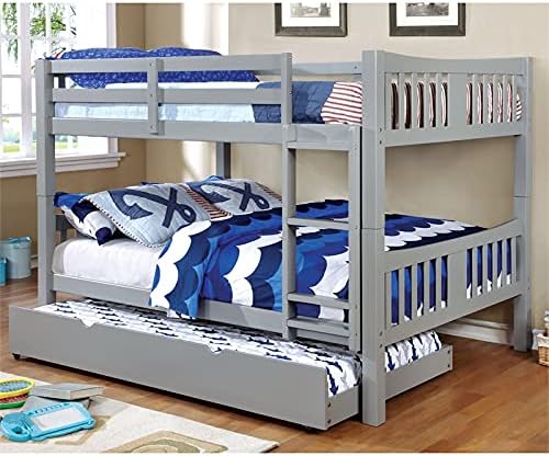 Twin Over Twin Wood Bunk Bed in Gray G578