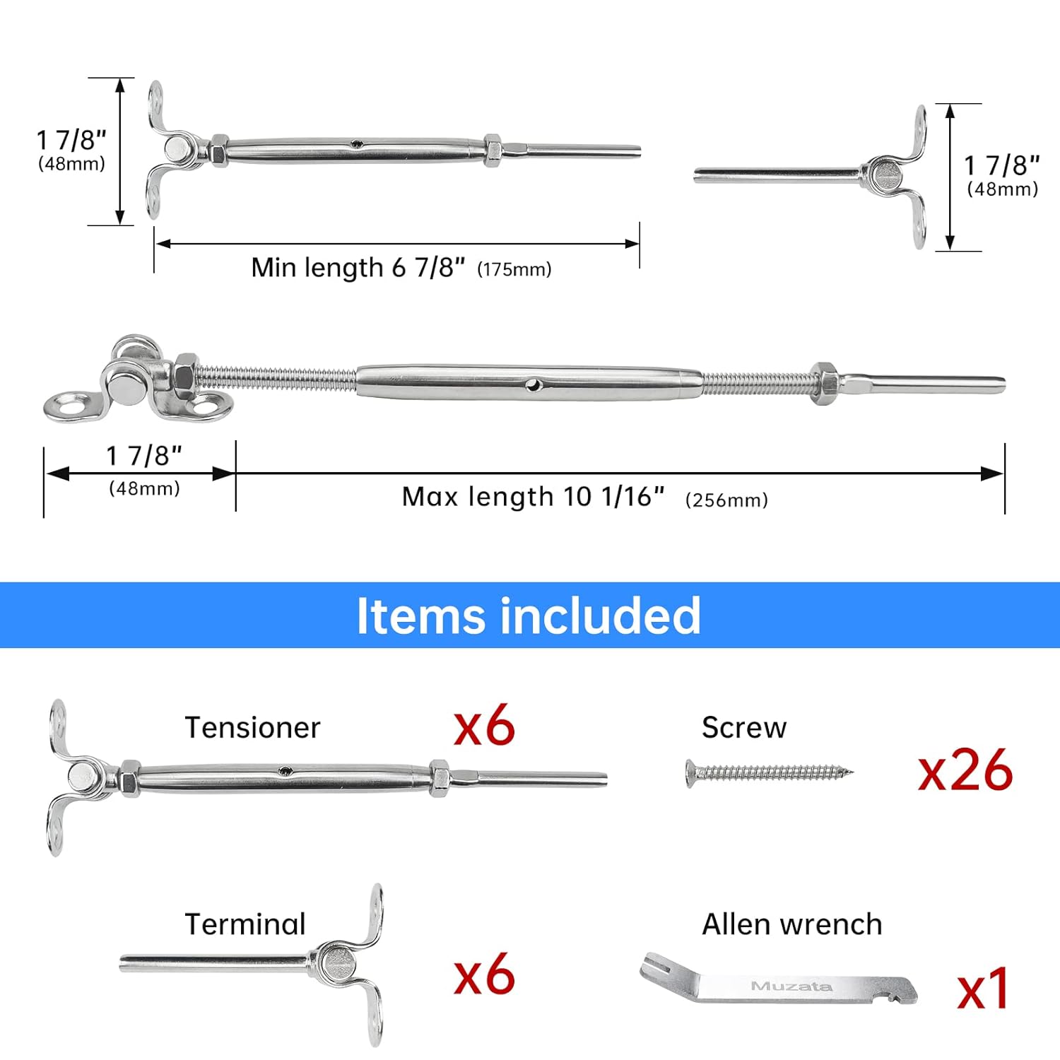16Set Cable Railing Kit 1/8 T316 Stainless Steel Angle 180° Adjustable P110469