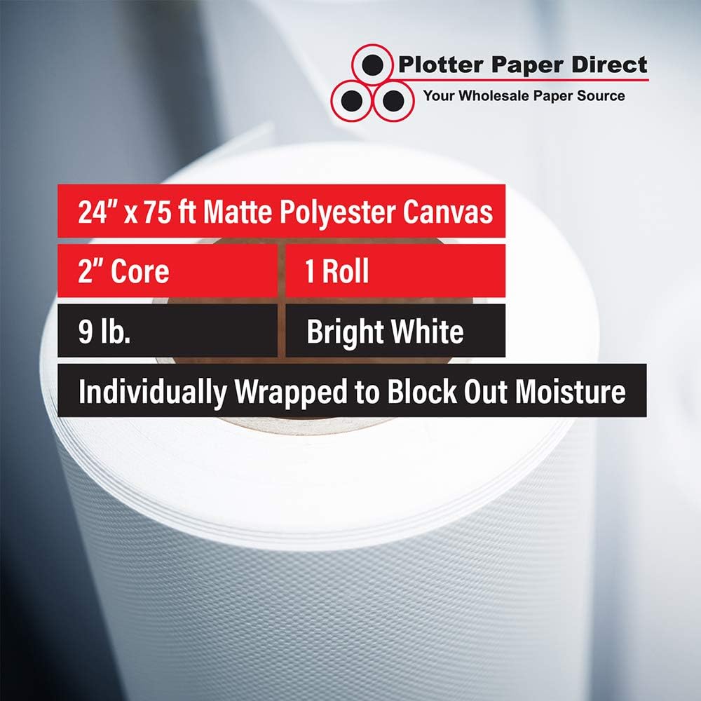 24 x 75' Roll Matte Polyester Canvas C54895