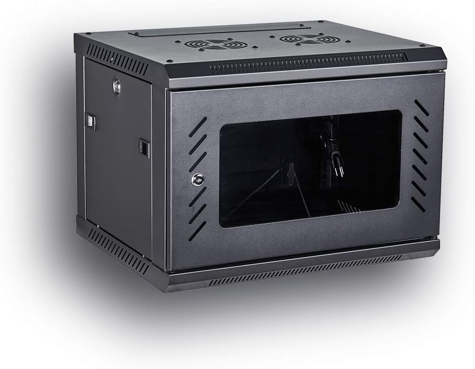 BLACK 06U 19-Inch Server Network Rack with Locking Glass Door H9427