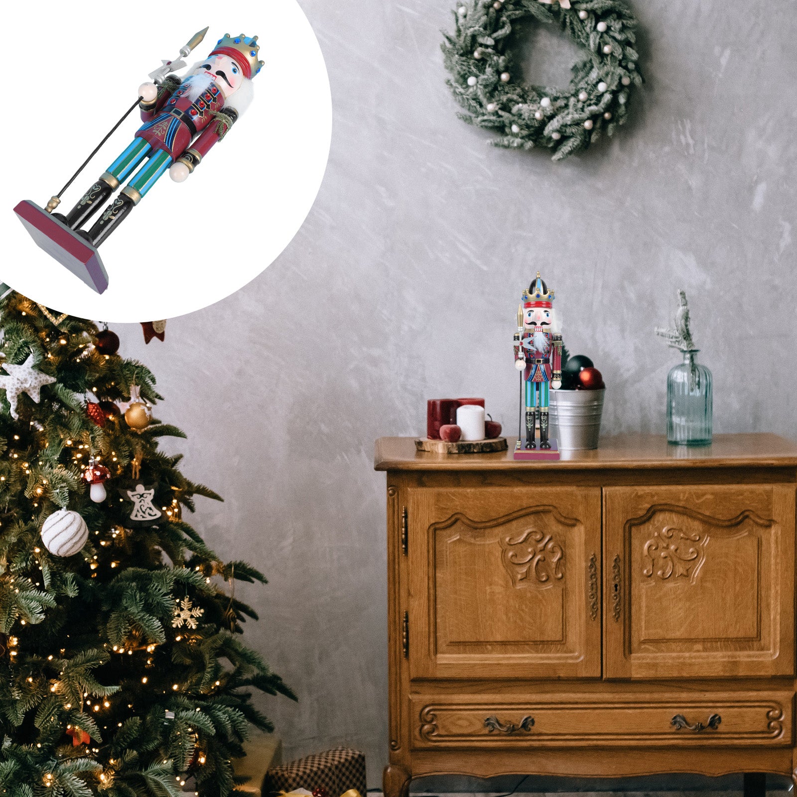 Walnut Wooden Nutcracker Soldier Doll Xmas Decor O352