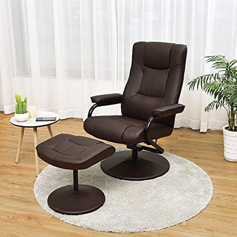 Gray PU Leather Recliner Chair with Ottoman S525