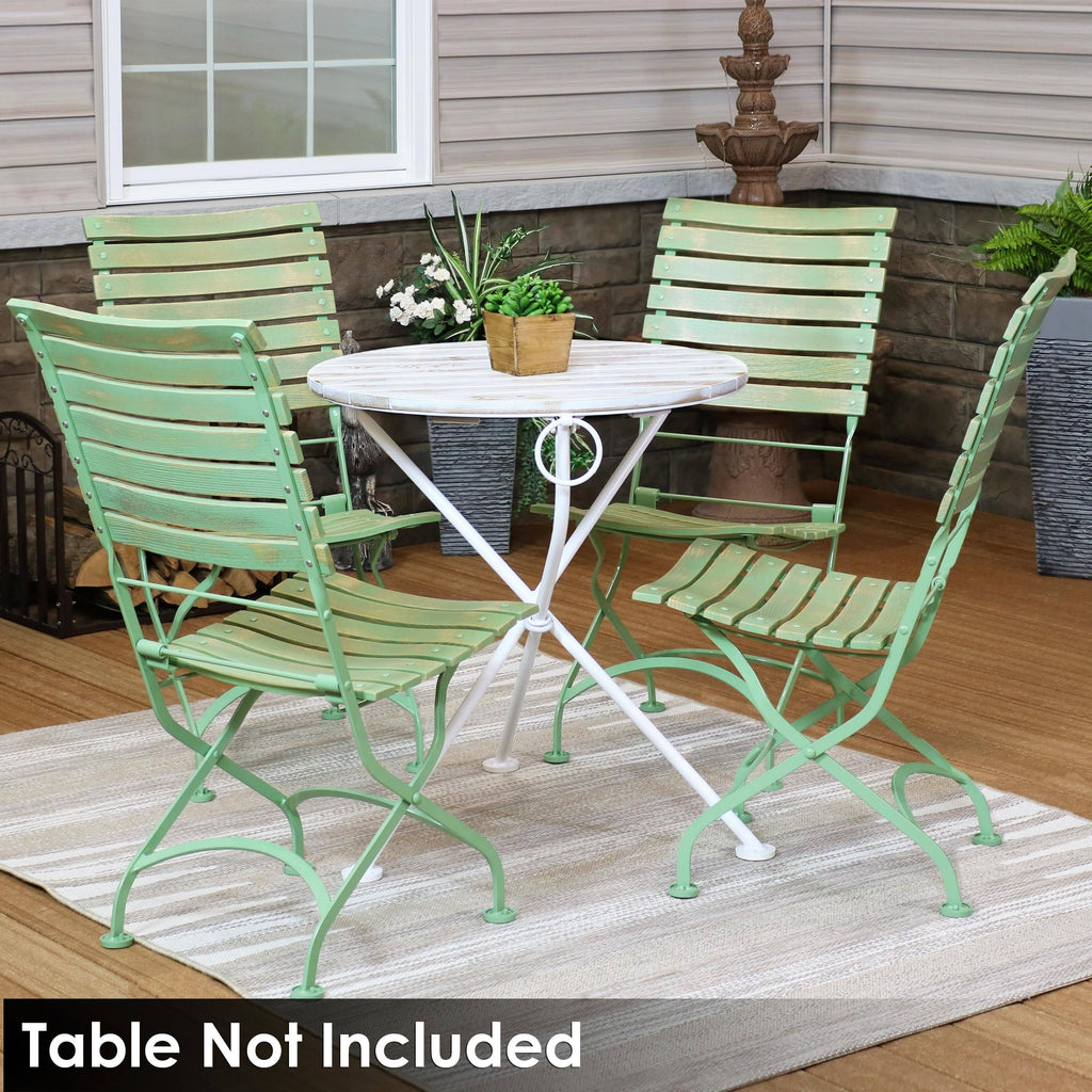 Green Folding Chestnut Wooden Chair Set of 4 M569146