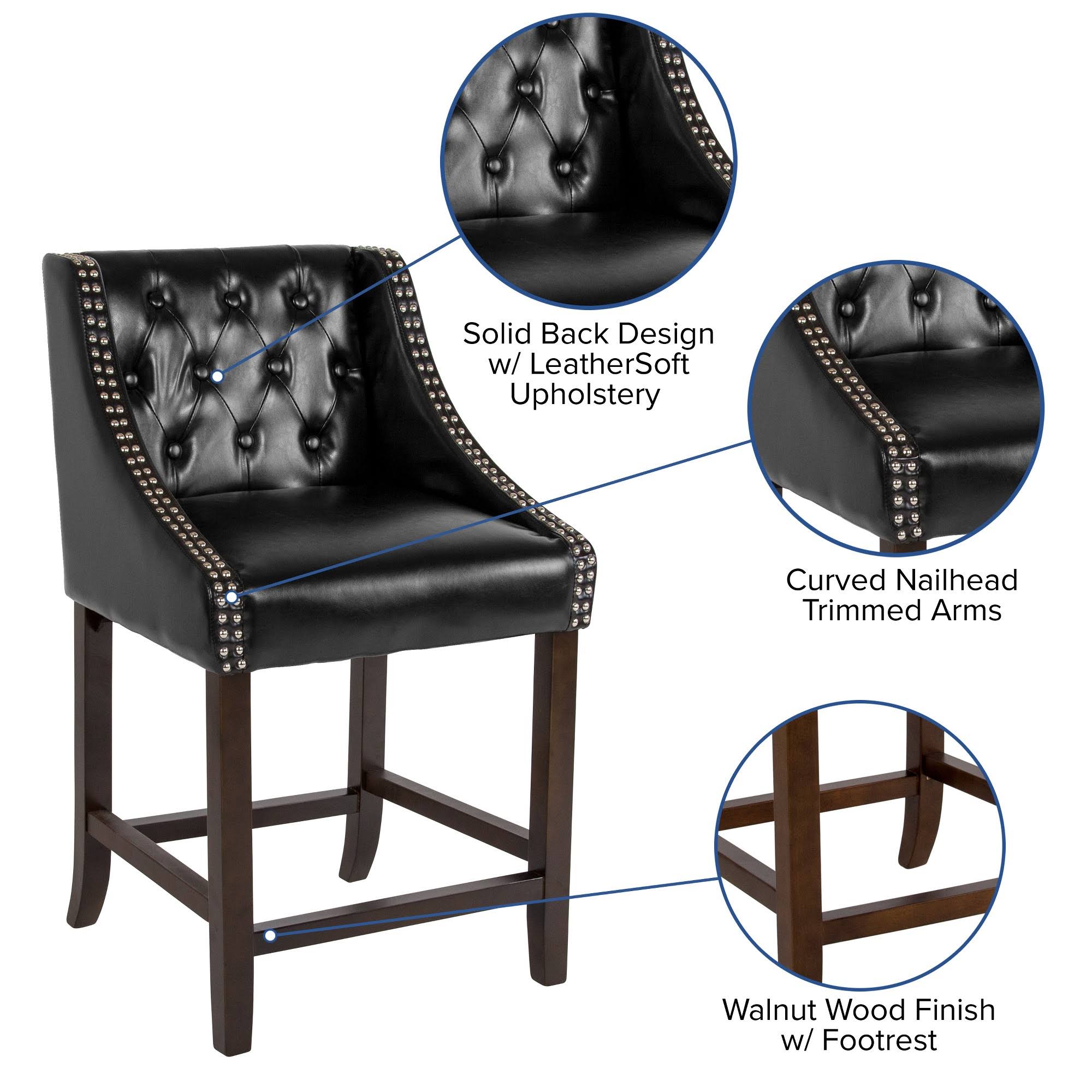 Black Leather Counter Height Stool X9595