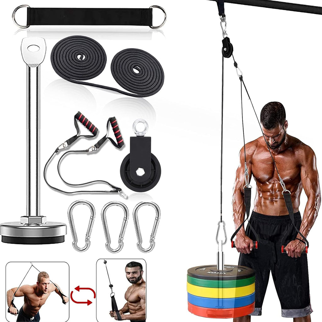 Weight Cable Pulley System Home Gym Equipment Upgraded Fitness LAT Pull Down, Biceps Curl, Back, Forearm, Shoulder Pack of 2 O6417