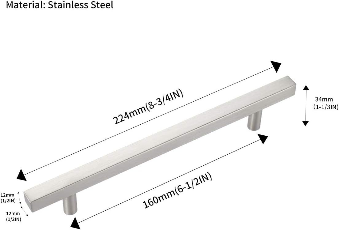 50 Pack Square Cabinet Handle 8.75 Length Satin Nickel K6912