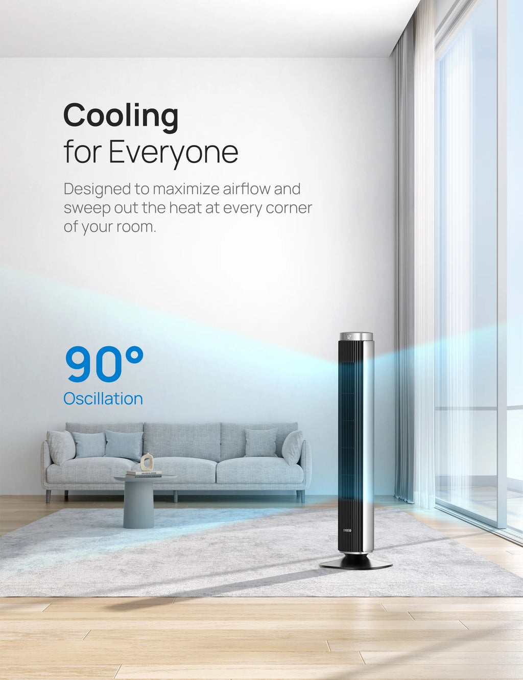 42" Tower Fan with Remote, 25 DB Quiet DC Bladeless Fan M82638