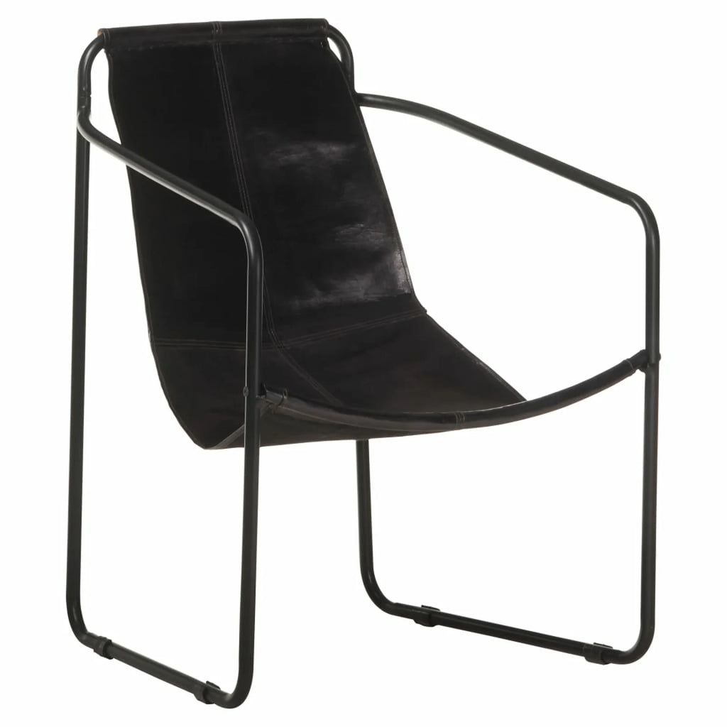 Black Real Leather Armchair A39038