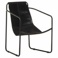 Black Real Leather Armchair A39038