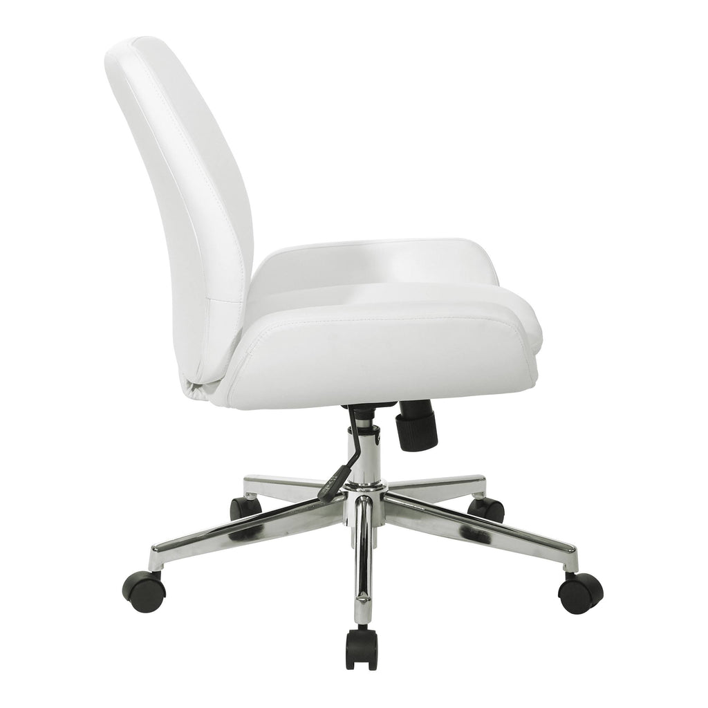 White Faux Leather Chair with Chrome Finish Base I6755