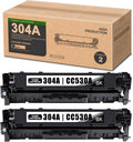 2-Black 304A CC530A Toner Cartridge Replacement for HP CM2320n CM2320fxi CM2320nf CP2025 CP2025n CP2025dn CP2025x Printer Y646
