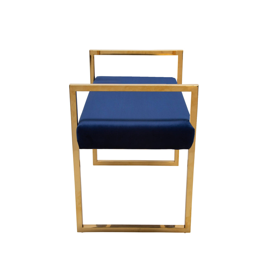Navy/Gold Velveteen Bench with Handles Y650