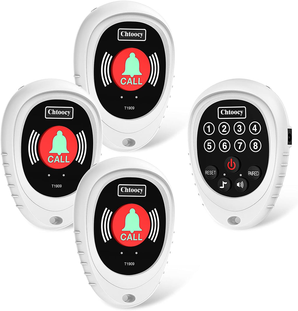 White 3 Call Button Wireless Caregiver Pager System with Receiver Z143