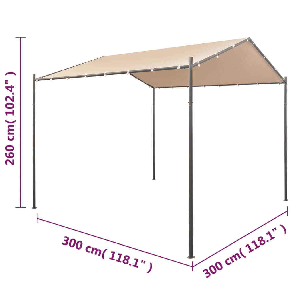 Beige Steel Gazebo Pavilion Tent Canopy F86598