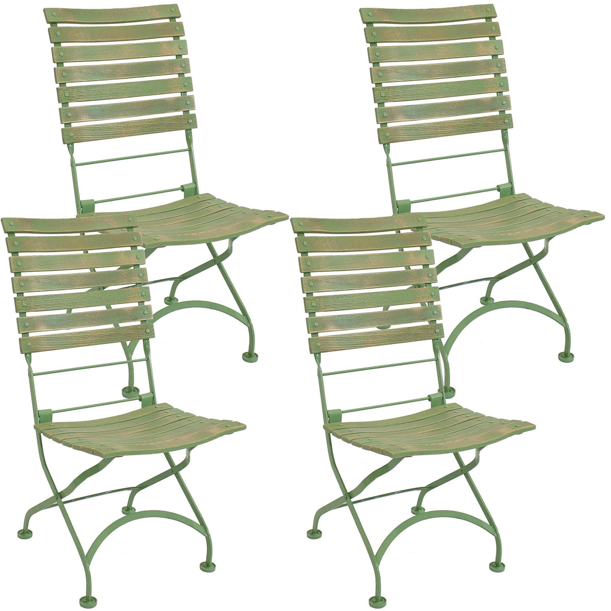 Green Folding Chestnut Wooden Chair Set of 4 M569146