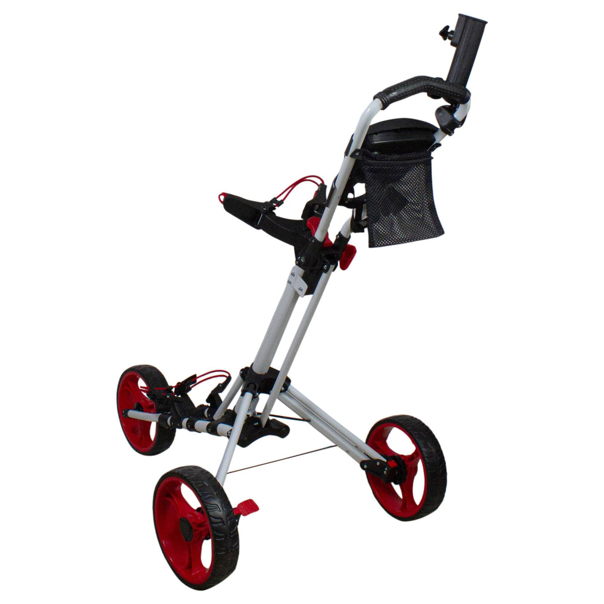 48x22 White and Red 3 Wheel Golf Push Cart E860282