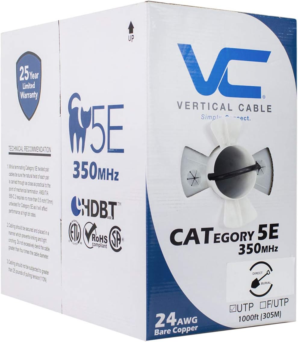 1000ft Black Bulk Ethernet Cable D121995