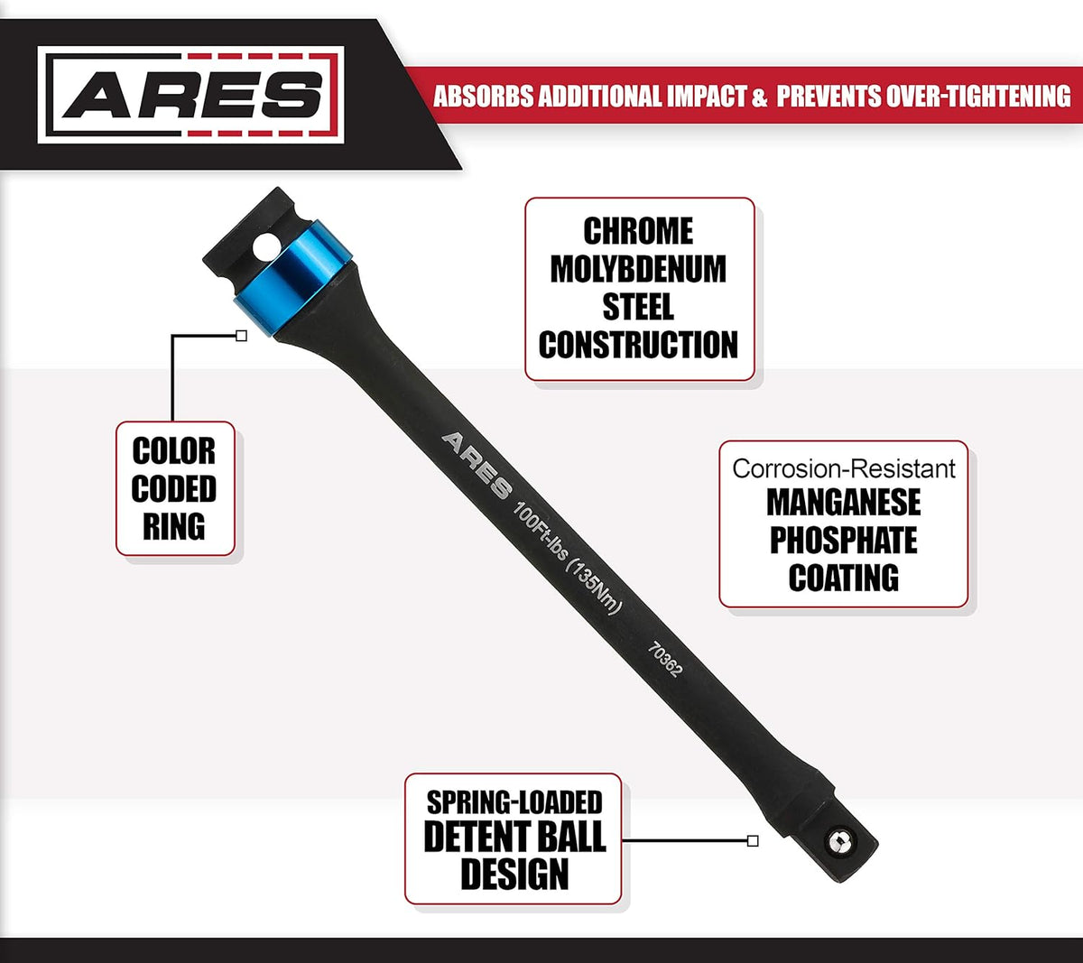 Chrome Moly 1/2-Inch Drive 8-Inch Long Impact Grade Extension Bar Set, Pack of 2 I8220
