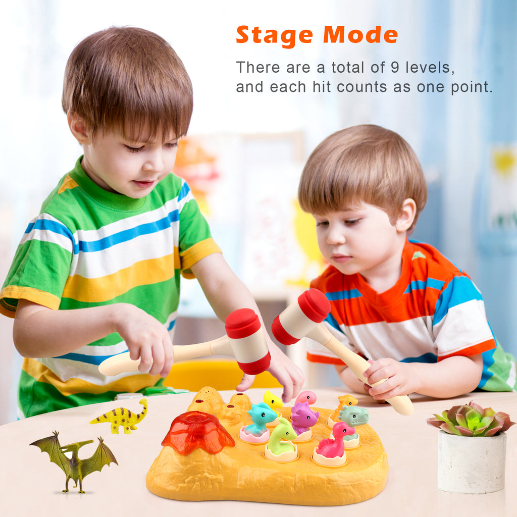 Whack a Dinosaur Game Toy with Hammer for Kids, Yellow N950