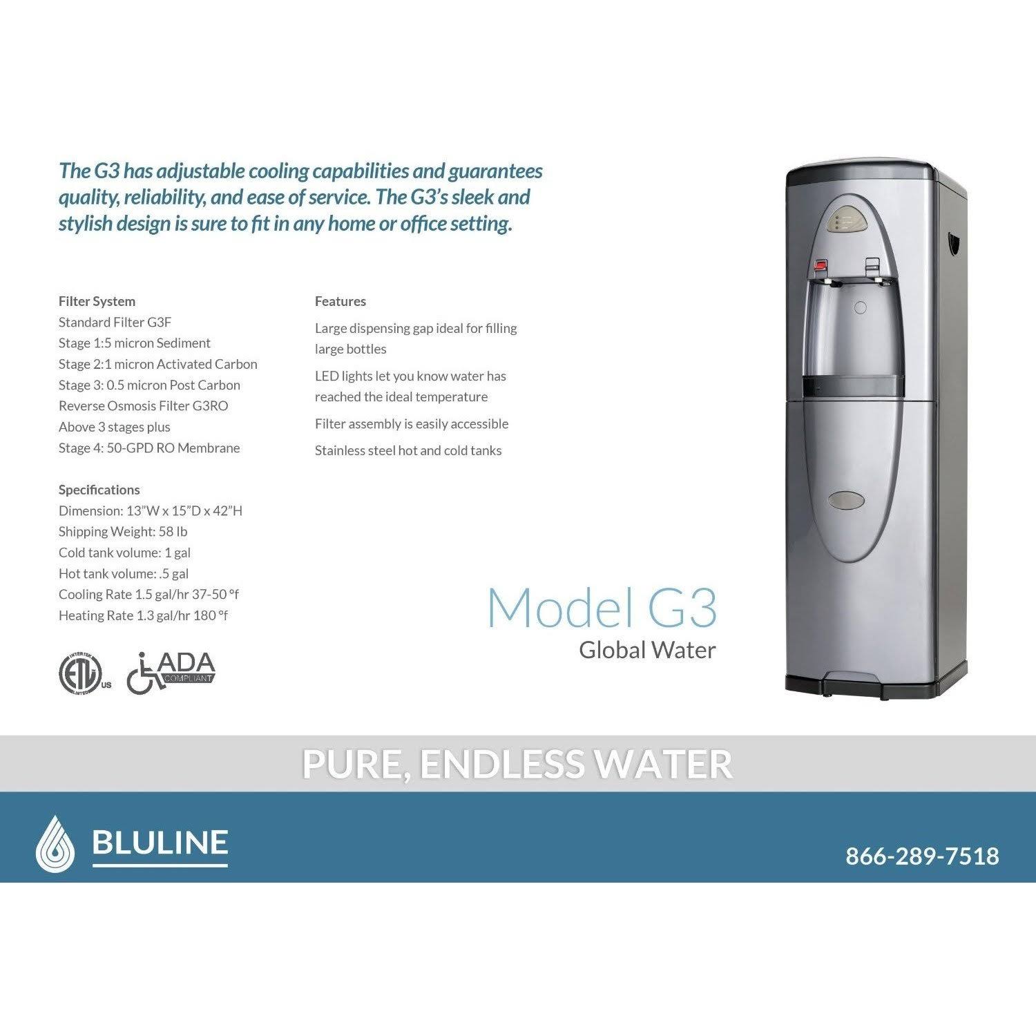 Silver Stainless Steel Bottleless Water Cooler Q238078